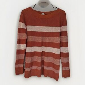Striped‎ Knit Sweater Pullover Casual Long Sleeve Top Womens Large